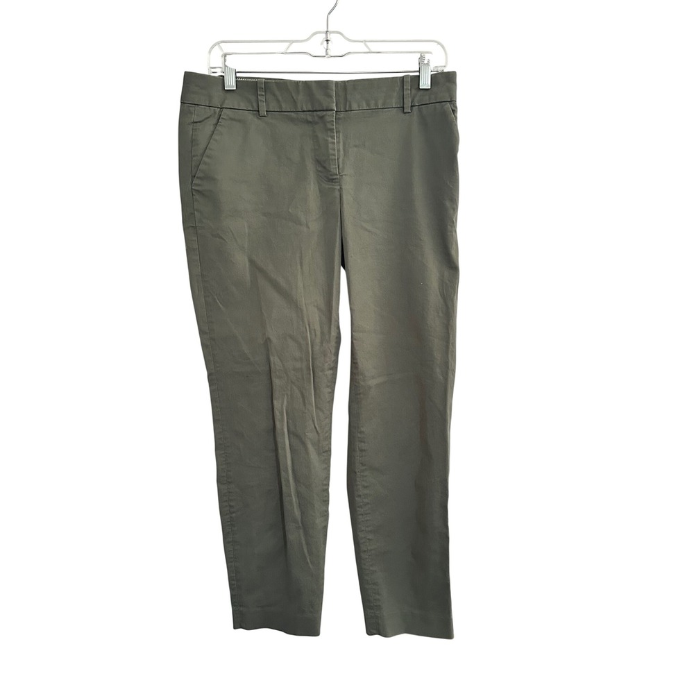 J.Crew‎ Capri Pants Womens 4 Olive Green Stretch Cotton Chino Workwear Preppy